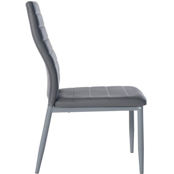 Stol til spisestue x1 enkel design i grå PVC med dekorativ syning metalramme i grå 10_0002055 Grå