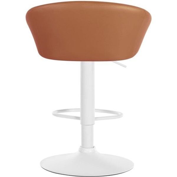 Swarvbarstol med 360° vridbar sits, justerbar höjd i brunt PVC, vit metallfot, 10_0004772 Vit
