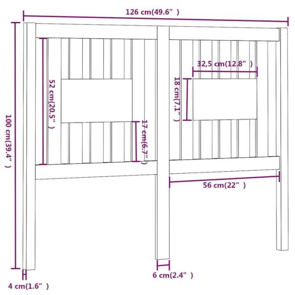 Hovedgærde til seng, soveværelse møbel 126 x 4 x 100 cm, lavet af massiv lysbrun træ TDL0203059