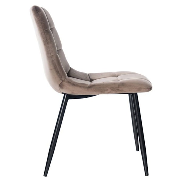 Spisestuestol x1 firkantede syninger i brun velour med sorte metalben 10_0001962 kastanj