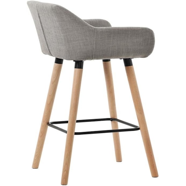 Bar lounge taburet x1 skandinavisk design grå stof sæde træben metal fodstøtte 10_0004917 kastanj