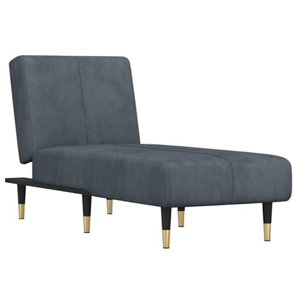 Meridienne chaise longue til indendørs tre stillinger konvertible i mørkegrå fløjl DEC026190 Grå