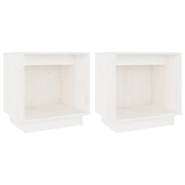 Sæt med 2 natborde med åbent rum 40 x 30 x 40 cm hvidt fyrretræ DEC034892 Vit