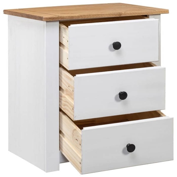 Natbord med 3 skuffer 46 x 40 x 57 cm massiv fyrretræ hvid DEC033412 Vit