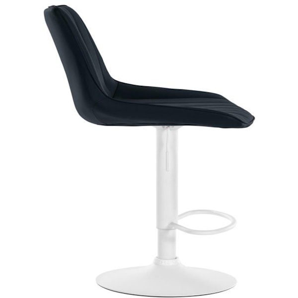 Barstol x1 justerbar i højde roterende 360° sæde i sort PVC vertikal syning ben metal hvid 10_0005425 Vit