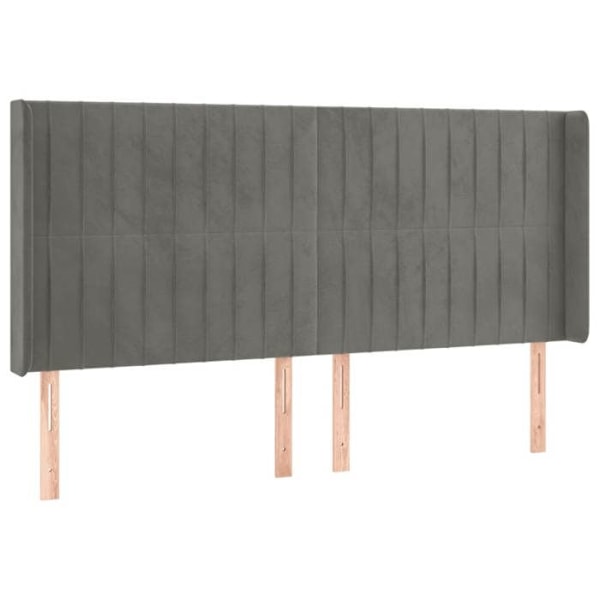 Hovedgærde - Ikke specificeret - 203x16x118/128 cm - Lys grå velour - Inkluderet LED - Moderne design Ljusgrått