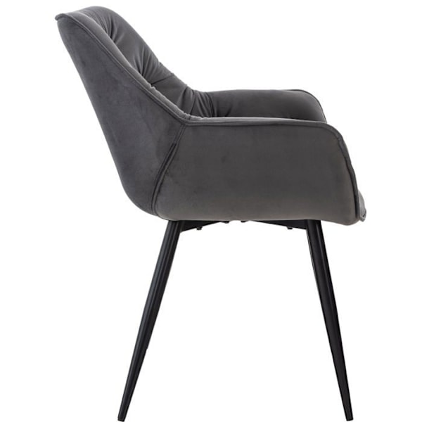 Fransk salon- og kontorstol med polstring, komfortabel og moderne, grå fløjl med knapstopning FAL10527 Grå