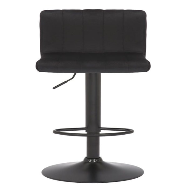 Barstol x1 drejbar med justerbar højde, sæde i quiltet sort velour og sort metal 10_0004998 Metall