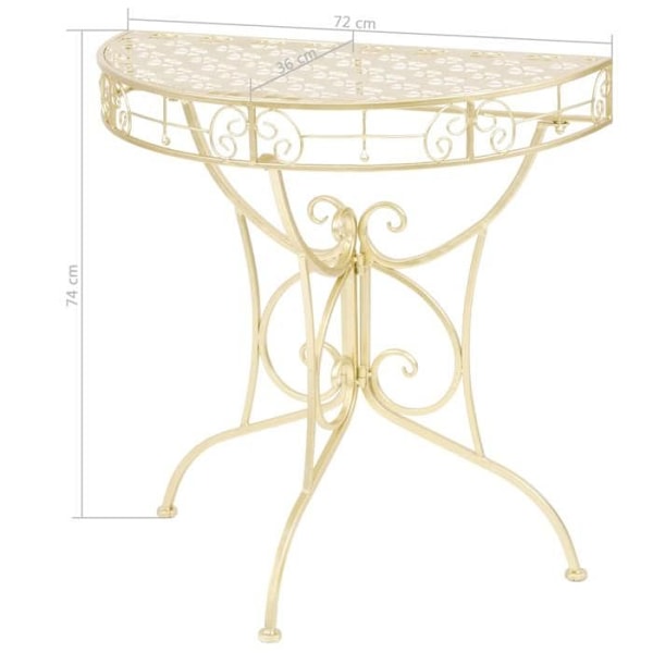 Side table semi-round 72 x 36 x 74 cm in gilded metal DEC032548 Metall