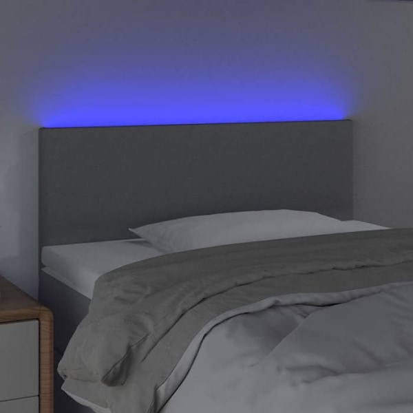 Hovedgavl til soveværelse med LED-møbel 100 x 5 x 78/88 lys grå stof