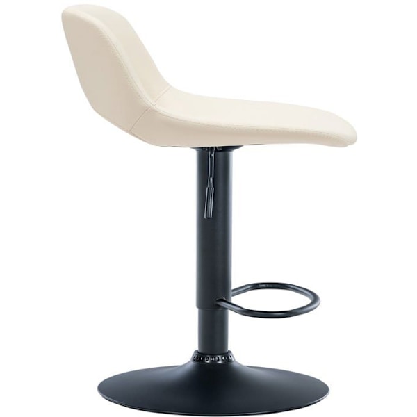 Barstol høj x1 med fodstøtte i creme PVC og sort metalben 10_0004585 Grädde