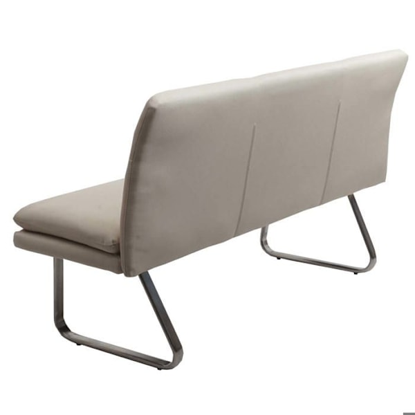 Bänk för matsal, stoppad bänk med ryggstöd i krämfärgad tyg, rostfritt stål, längd 160 cm 04_0005849 Grädde