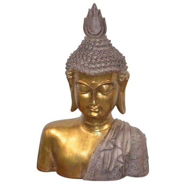Buddha Statue på Fod Detalje Fin og Guld Finish højde 36 cm i polyresin DEC050021 Guld