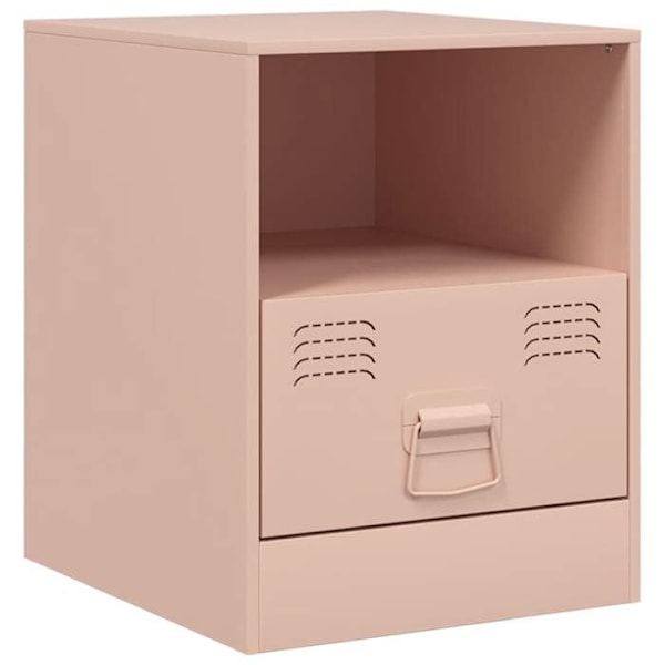 Sæt med 2 natborde med skuffe og åbent rum 34,5 x 39 x 44 cm stål rosa DEC035622 Rosa