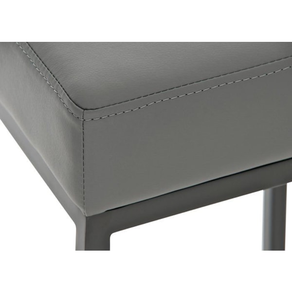 Sæt med 2 barstole med fodstøtte, enkel design, sædehøjde 80 cm i grå PVC, sort metalstøtte 10_0004363 Grå