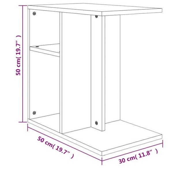 Sido bordstablett för soffändan 50 x 30 x 50 cm i ingenjörsträ, ekfärgad DEC032418 kastanj