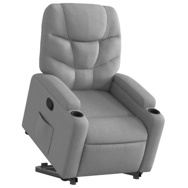 Fauteuil relax TV med komfortabel polstring og elektrisk løftefunktion i lys grå stof DEC027899 Grå