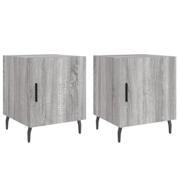 Sæt af 2 natborde med skab med låge 40 x 40 x 50cm ingeniørt træ grå og jern DEC035721 kastanj