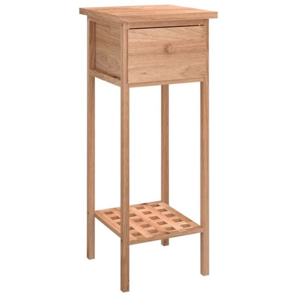 Sidobord för växtstöd med låda och hylla 25 x 25 x 60 cm massiv valnöt DEC032340 kastanj