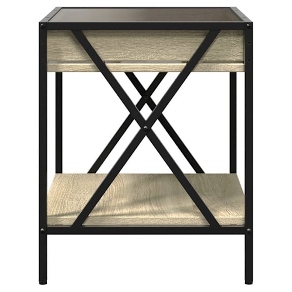 Natskab med LED-spejl og hylde 40 x 40 x 49 cm, ingeniørtræ, glas og stål DEC033145 kastanj