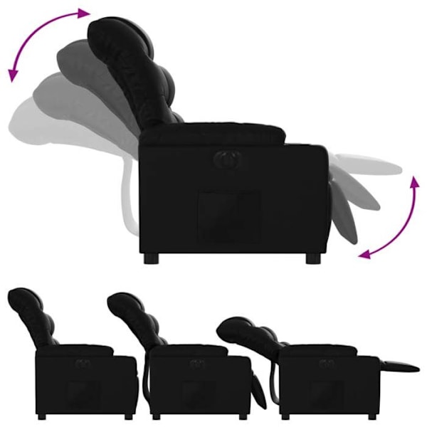 Fauteuil relax TV med elektrisk vippemekanisme, meget komfortabel i sort PVC DEC028470 Svart