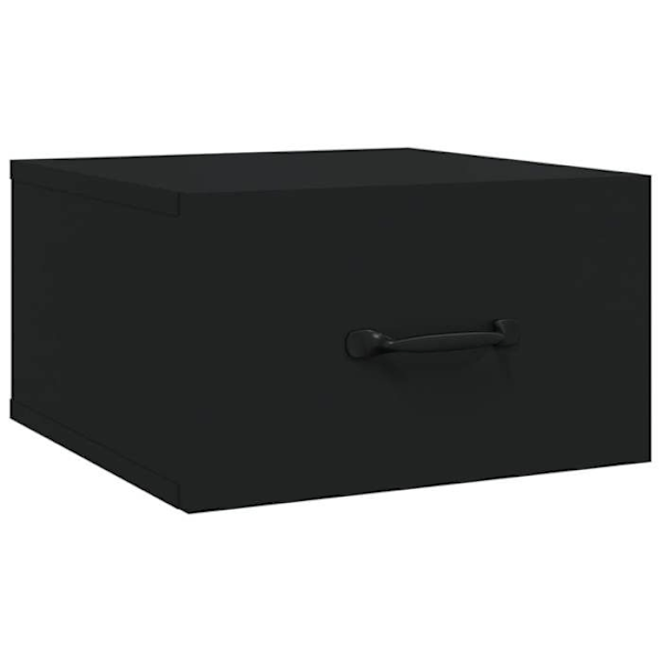 Sæt med 2 væghængte natborde med skuffe 35 x 35 x 20 cm i sort ingeniørtræ DEC036096 kastanj