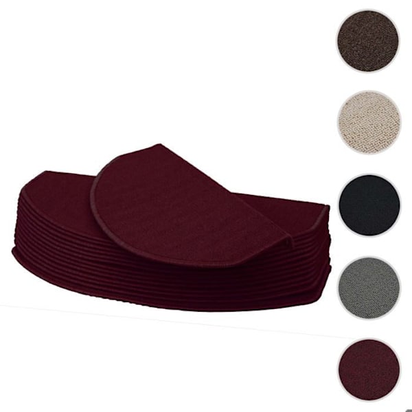 Trappmatta - Inte specificerad - Halvcirkelformad - Halkfri - 65x25 cm - Paket om 15 Bordeaux