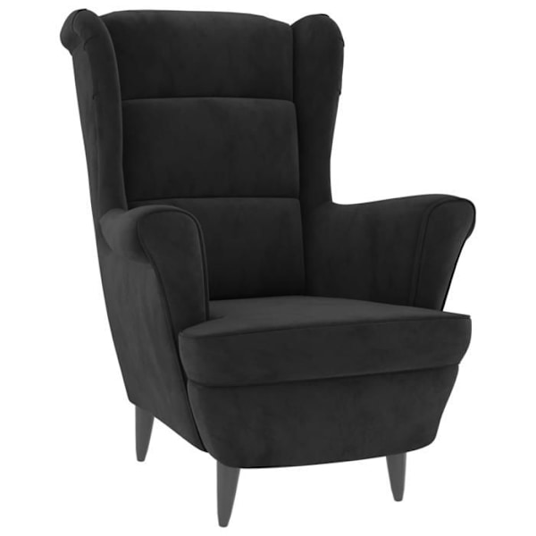 Design og moderne lounge stol ekstra komfort i sort fløjl DEC028660 Svart