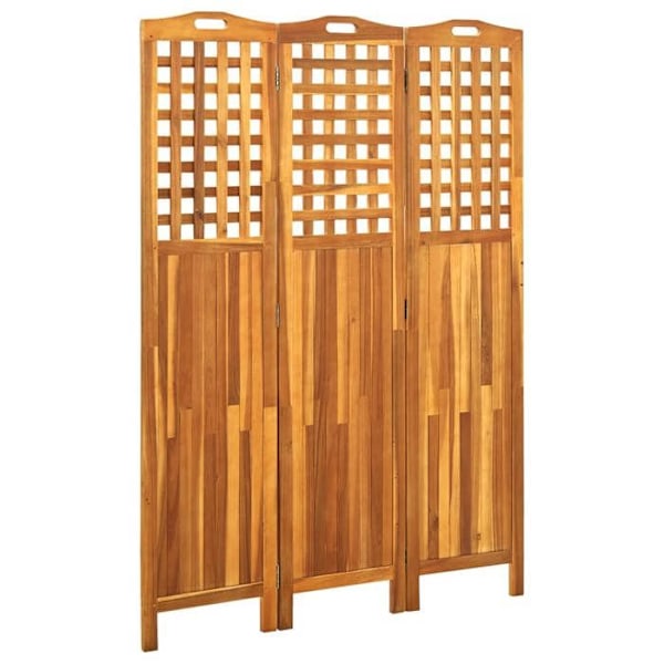 Paravent rumseparator med 3 paneler 121 x 2 x 170 cm i akacietræ mørkebrun DEC030720 kastanj