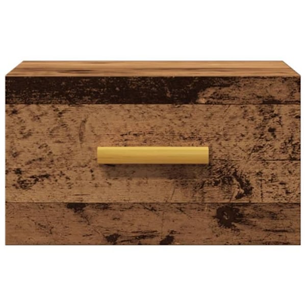 Seinäviereinen yöpöytä laatikolla 35 x 35 x 20 cm vanhennettua ruskeaa päällimäistä puuta DEC034338 kastanj