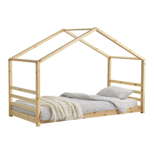 Lasten sänky mökki talo luonnon mäntylaudasta 90 x 200