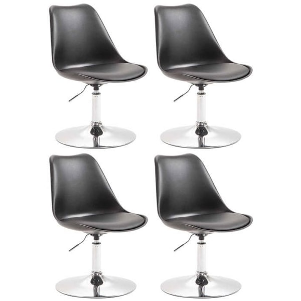 Sæt med 4 svingbare spisebordsstole i sort plast med justerbar højde og metalben i krom-look 10_0001818 Metall