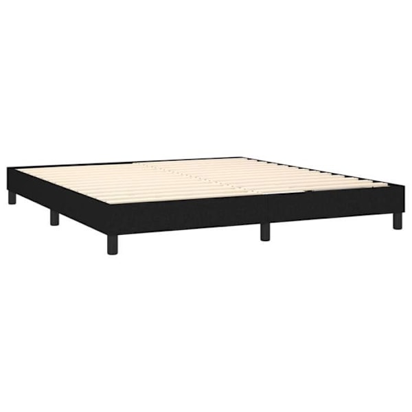 LED sengestel med hovedgærde madras 160x200 cm sort stof TDL0209190 Svart