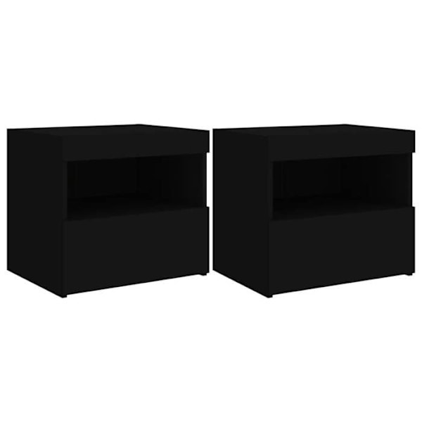 Sæt af 2 natborde med LED-lys, skuffe og rum 50 x 40 x 45 cm, sort ingeniørtræ DEC035940 kastanj
