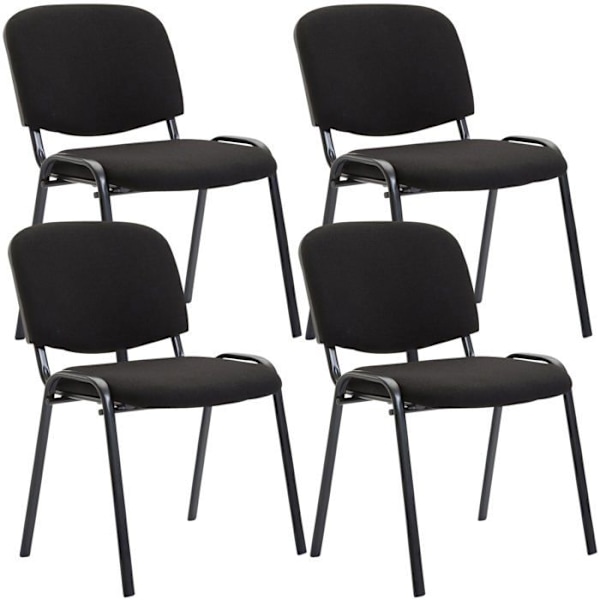 Set om 4 stapelbare besöksstolar i svart tyg, 4-fots metallben, 10_0003196 Metall