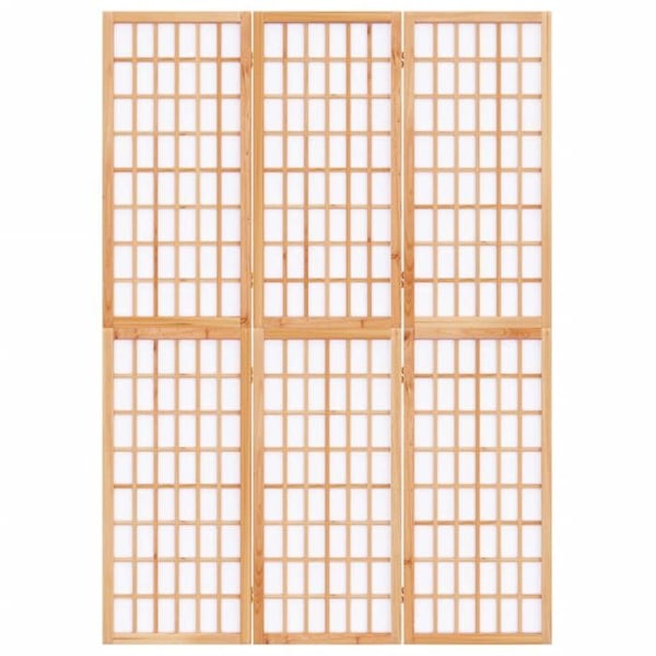 Taitettava 3-paneelinen huoneen jakaja, 120 x 170 cm, ruskea kuusipuusta ja riisipaperista DEC031175 kastanj