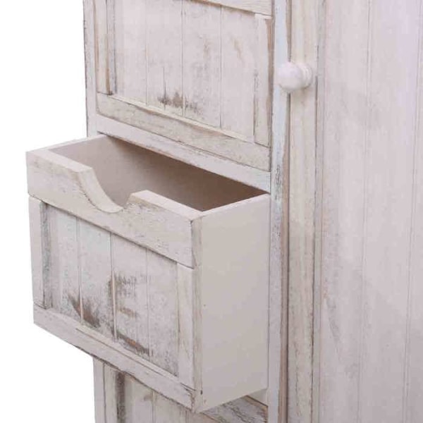 Commode lille opbevaringsmøbel i vintage stil 82x55x30cm hvid patina 04_0002489 Vit