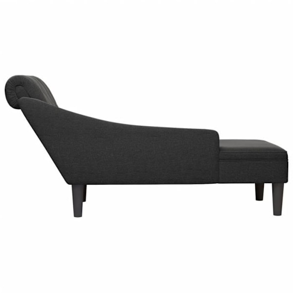 Meridienne chaise longue soffa för inomhus med kudde och högra armstöd i svart tyg DEC026260 Svart