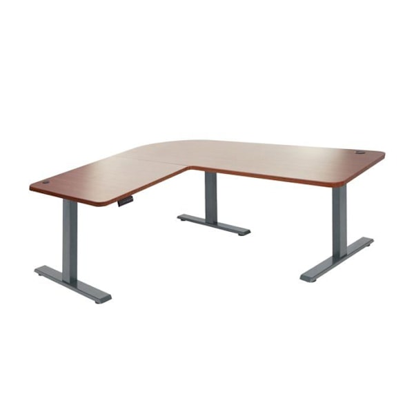 Bureau hjørne skrivebord elektrisk højdejusterbart 178 x 178 cm HDF antracit naturlig 04_0006027 Grå