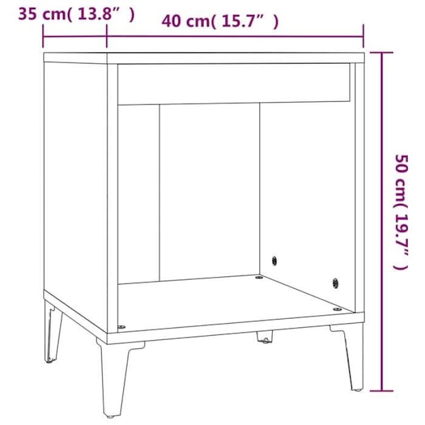 Sæt med 2 natborde med åbent rum 40 x 35 x 50 cm sort ingenieur træ DEC035544 kastanj