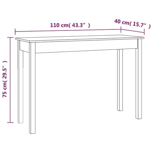 Elegant design konsolbord til entre 110 x 40 x 75 cm hvidt fyrretræ DEC031694 Vit