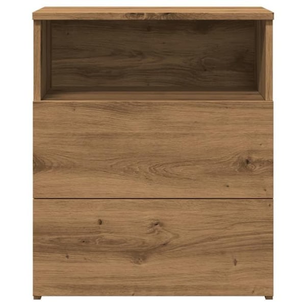 Sæt med 2 natborde med to skuffer og åbent rum 50 x 32 x 60 cm af ingeniørtræ i egetræfarve DEC035054 kastanj
