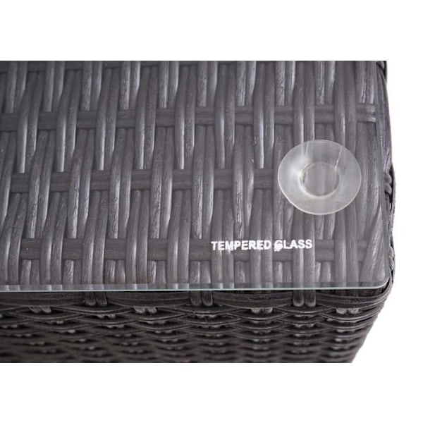 Havemøbler med pouf-stole, bord og puder i mørkegrå og polyrotin anthracite