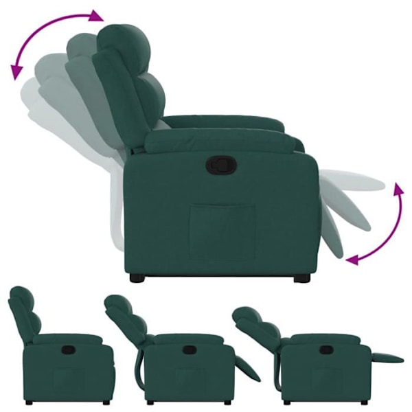 Fauteuil relax TV med komfortabel polstring og elektrisk løftefunktion i mørkegrønt stof DEC028230 Guld