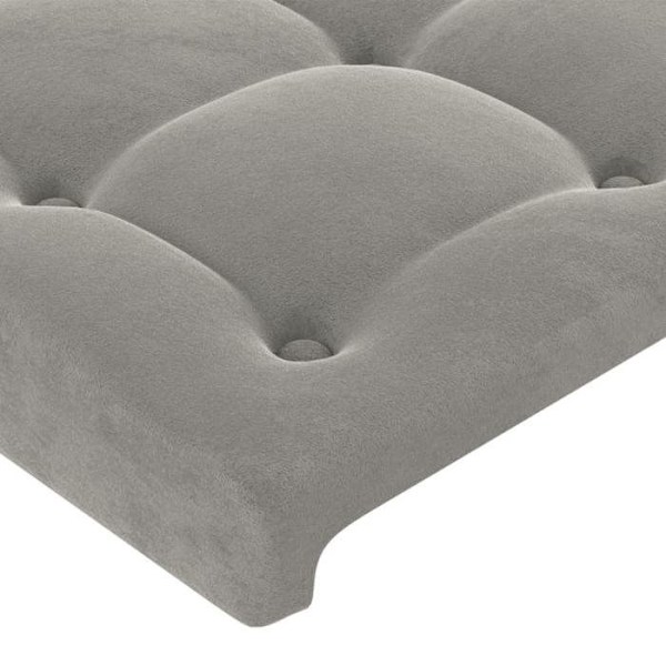 Hovedgavl til seng med LED-møbel 100 x 5 x 118/128 cm i lys grå fløjlsstof TDL0201460