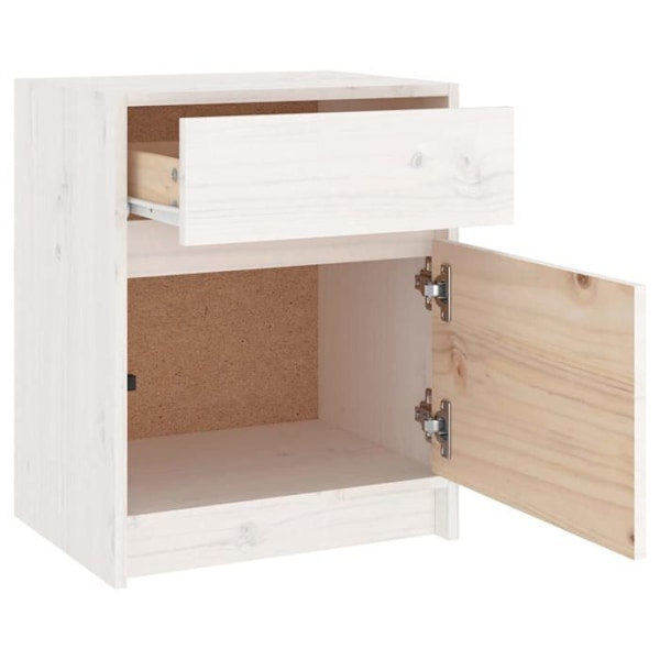 Natbord med skuffe og opbevaringsplads 40 x 31 x 50 cm af massiv hvid fyrretræ DEC033345 Vit