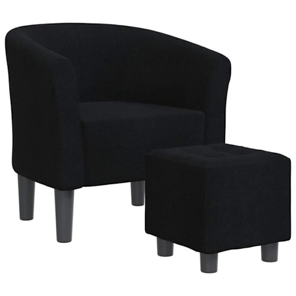 Modern design bekväm loungefåtölj med fotstöd i svart tyg DEC026430 Svart