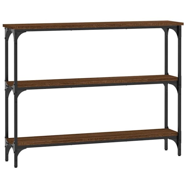 Consolepöytä hyllyillä, käytännöllinen järjestettyyn eteiseen, koko 100 x 22,5 x 75 cm, engineered wood ja metalli, DEC031826 kastanj