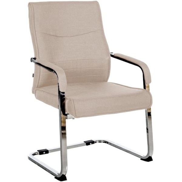 Kontorsstol besökarsäte utan hjul, metallkrom sledbas och sits i taupe tyg 10_0003359 Metall