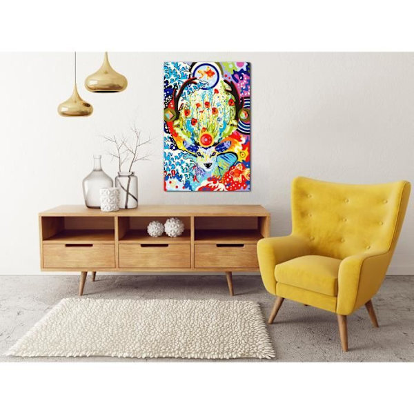 Malerisk selv, maleri efter numre, motiv med hjort og blomster 40 x 60.